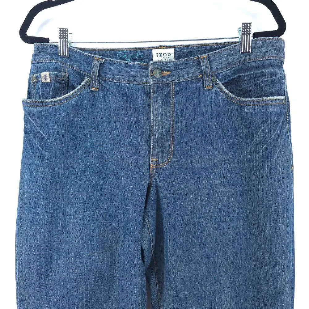 Izod Comfort Country Prep Ranch Classic Fit Bootcut Jeans Stretchy Dark Wash 12R - Picture 3 of 13